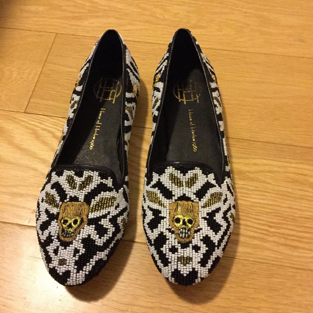NIB house of Harlow skull beaded Zenith flats 6.5